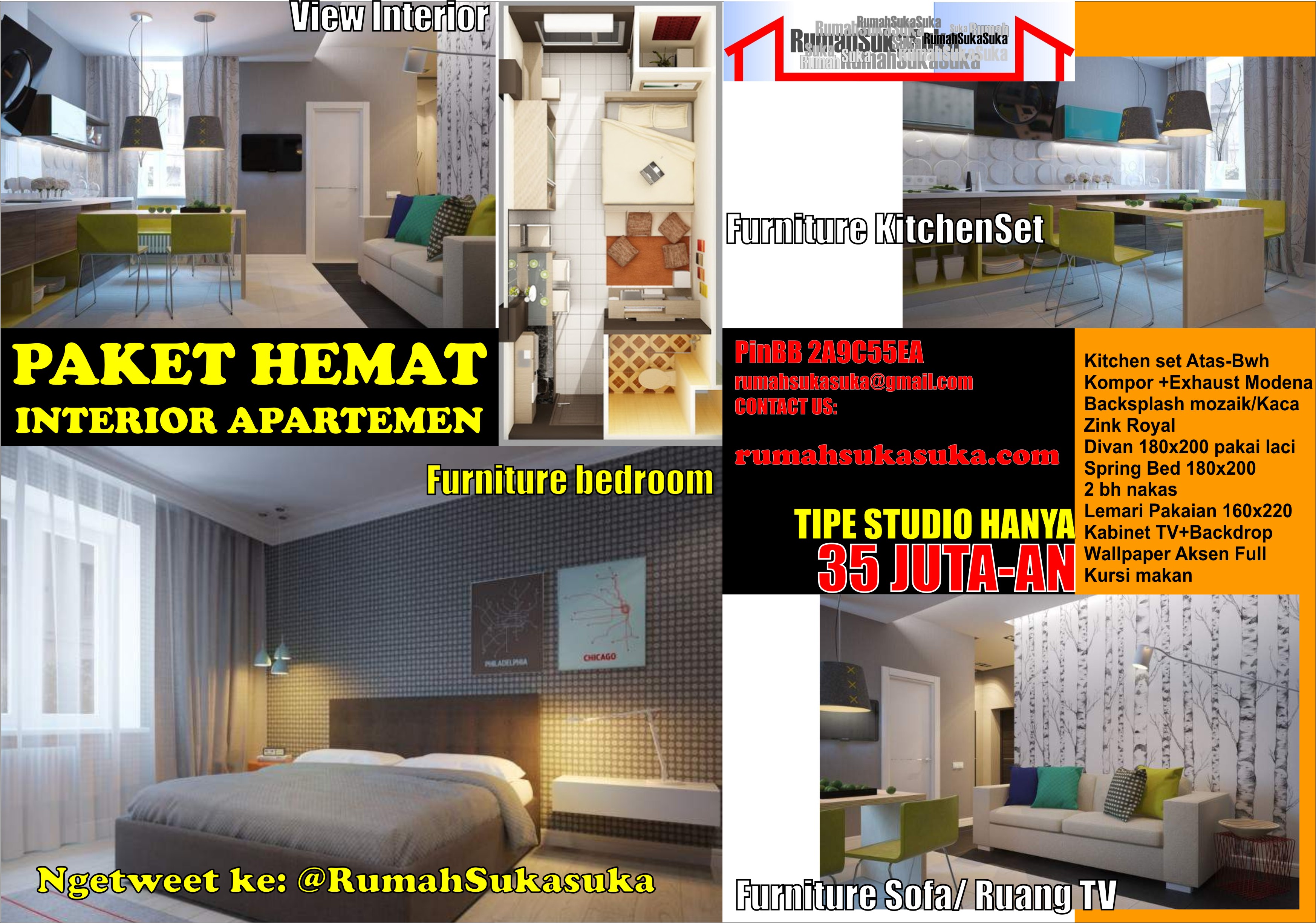 Paket HEMAT Interior Apartemen RENOVASI RUMAH BERSAMA ARSITEK